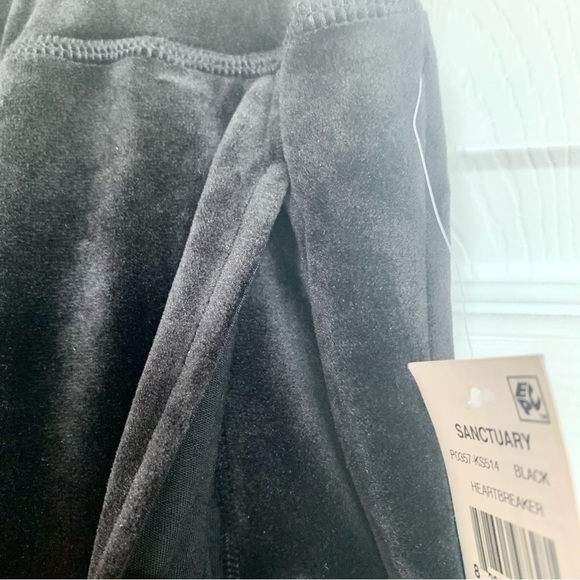 🖤 Sanctuary Black Velvet Heartbreaker Tie-Waist Jogger Pants Track Pants - Picture 6 of 9